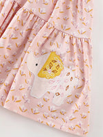 Children's Floral Print Ruffle Sleeve Tiered Dress