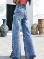 High Waisted Wide Leg Button Fly Jeans