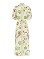 Printed Short Sleeve Shirt Dress