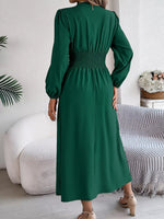 Slit Balloon Sleeve Midi Dress