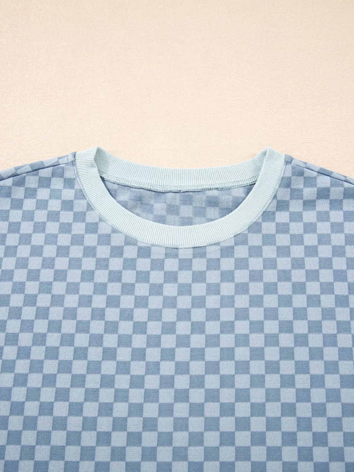 Checkerboard Long Sleeve Pullover and Shorts Set