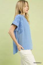 Umgee Embroidered Button Front Top