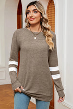 Striped Heathered Round Neck T-Shirt