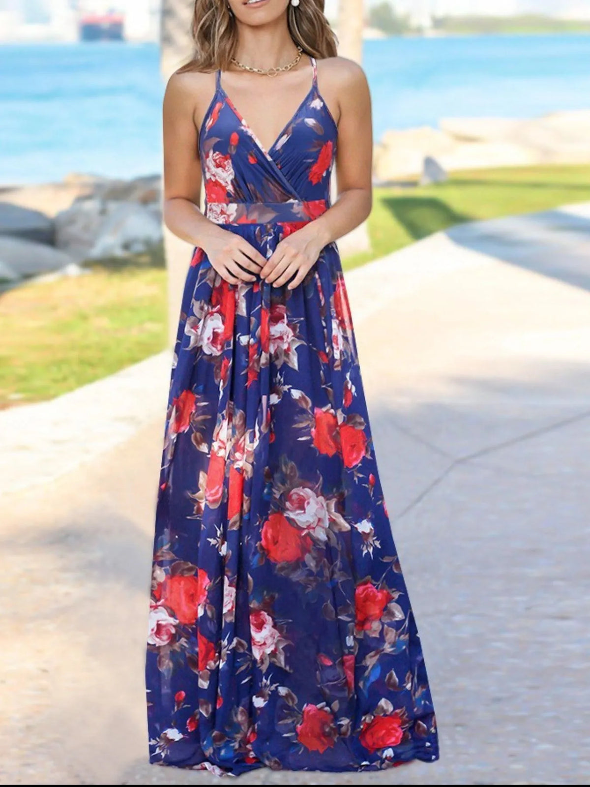 Floral Print Spaghetti Strap Maxi Dress