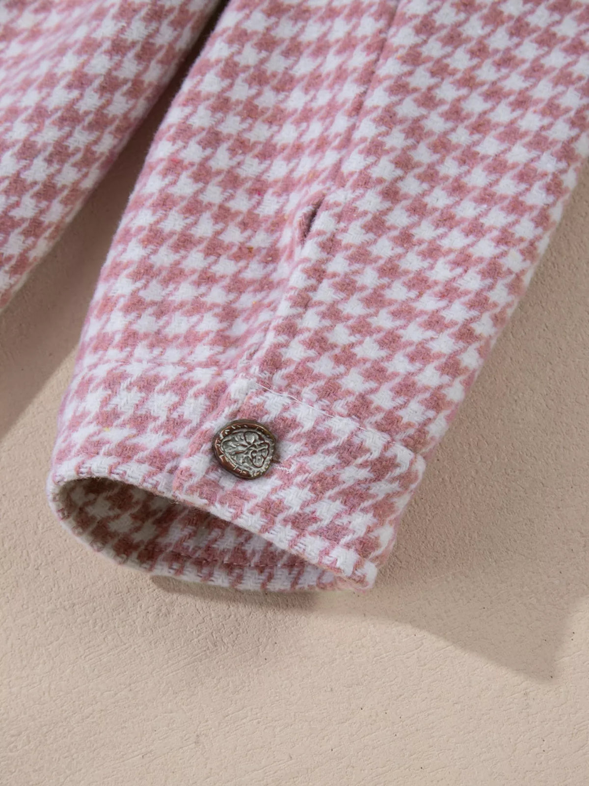 Button DownHoundstooth Color Block Shacket