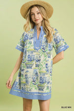 Umgee Mix Abstract Print Mini Dress