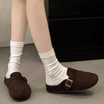 Buckle Decor Round Toe Slippers