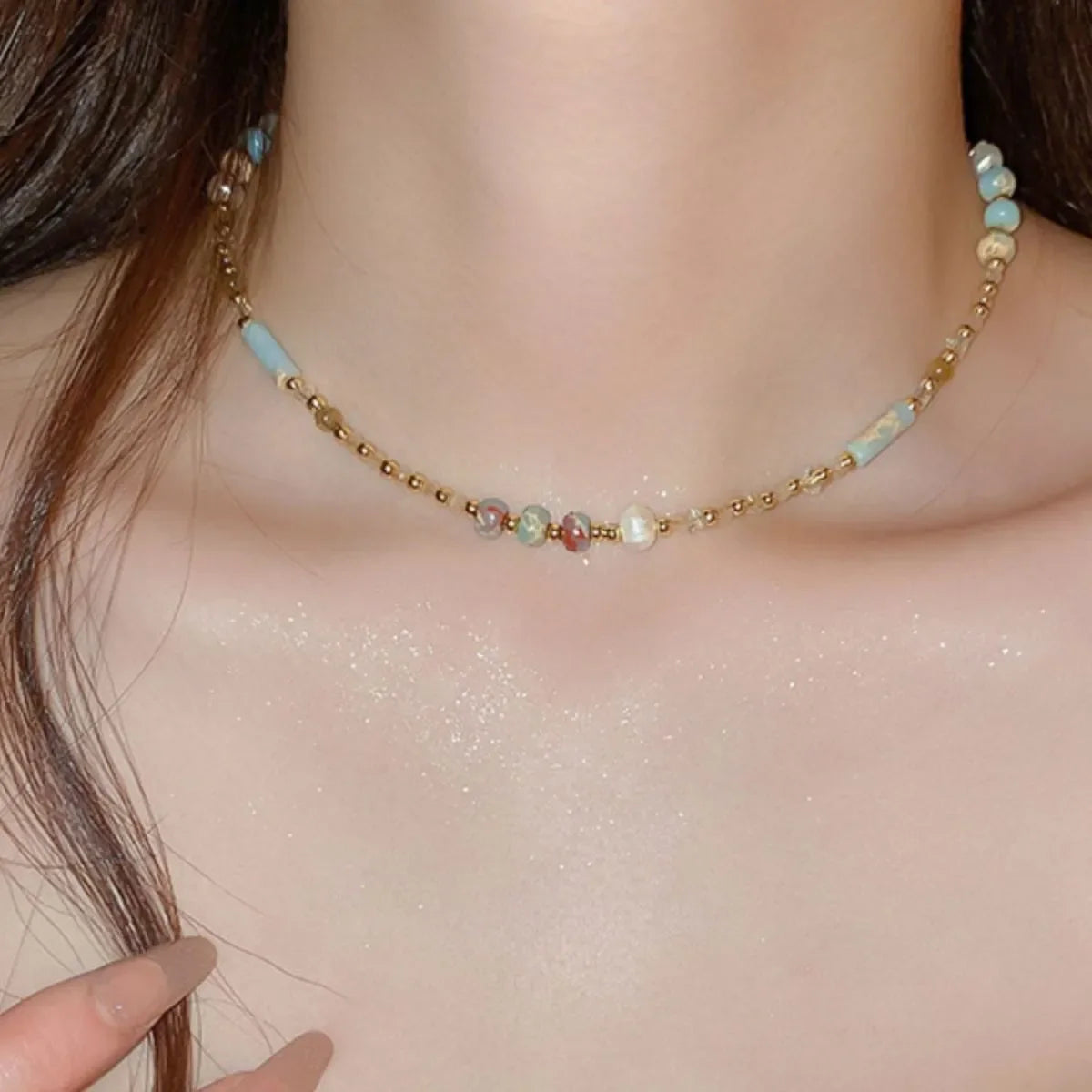 Alloy Pearl Beaded Necklace