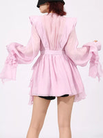 Ruffled Layered Long Sleeve Mini Dress
