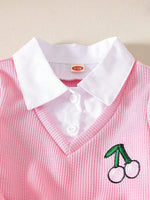 Children's Cherry Embroidered Knit Top and Jeans Set