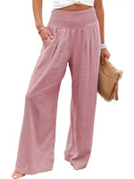 Smocked High Waisted Wide Leg Pants