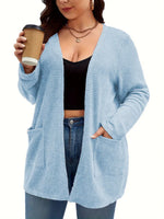 Plus Size Open Front Long Sleeve Knit Cardigan