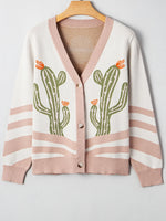 Desert Cactus Buttoned Front Sweater Cardigan