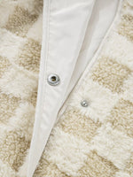 Sherpa Checkerboard Snap Button Vest Coat with Pocket