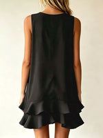 Full Size Sleeveless V-Neck Tiered Ruffle Mini Dress Plus Size