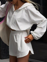 Long Sleeve Zip-Up Hoodie and Shorts Set