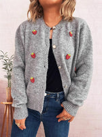 Strawberry Button Up Long Sleeve Cardigan