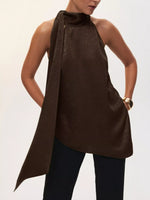Elegant Halter Neck Asymmetrical Sleeveless Top