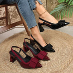 Point Toe Block Heels Slingback Sandals