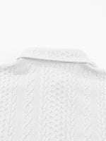 Cable Texture Puff Sleeve Loose Shacket