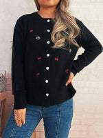 Ribbed Button-Front Knit Cardigan