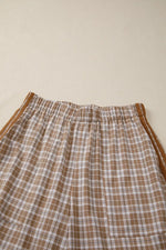 Plaid Print Tie Detail Casual Pants
