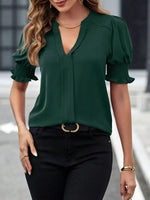 Notched Half Sleeve Blouse
