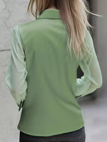 Satin Button Up Sheer Sleeve Shirt