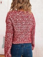 Crochet Round Neck Dropped Shoulder Sweater
