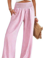 Gingham High Waist Wide Leg Pants