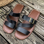 Open Toe Buckle Flat Sandals