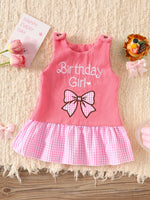 Children's Plaid Hem Corduroy Sleeveless Dress