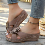Flower Open Toe Wedge Sandals