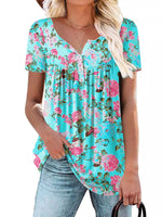 Plus Size Floral Print Short Sleeve T-Shirt