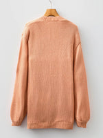 Pumpkin Tree Print Open Front Drop Shoulder Midi Cardigan