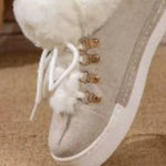 Fuzzy Trim Lace-Up Ankle Boots