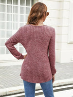 Ribbed Surplice Long Sleeve T-Shirt