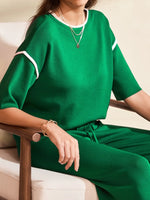 Contrast Trim T-Shirt and Drawstring Pants Set