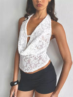 Floral Lace Halter Neck Cami