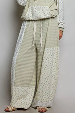 POL Patchwork Mixed Knit Wide Leg Pants