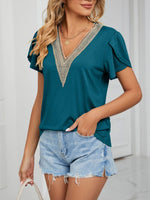 V-Neck Petal Sleeve Top