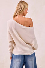 BiBi Waffle Knit Off Shoulder Top