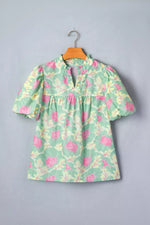 Floral Print Puff Sleeve Blouse