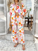 Devine Printed Button Down Shirt and Pants Set