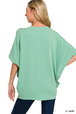 Zenana Raised Rib V-Neck Batwing Top