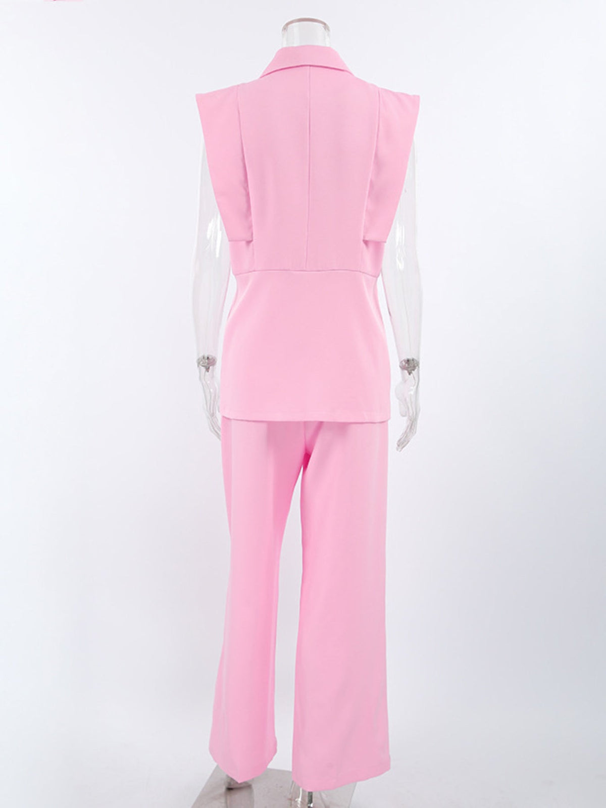 Sleeveless Blazer & Wide Leg Pants Set