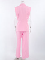 Sleeveless Blazer & Wide Leg Pants Set