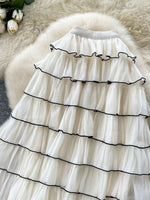 Ruffled Contrast Trim Skirt