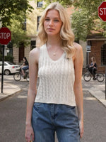 Cable-Knit V-Neck Knit Tank
