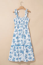 Printed Tie Shoulder Dress